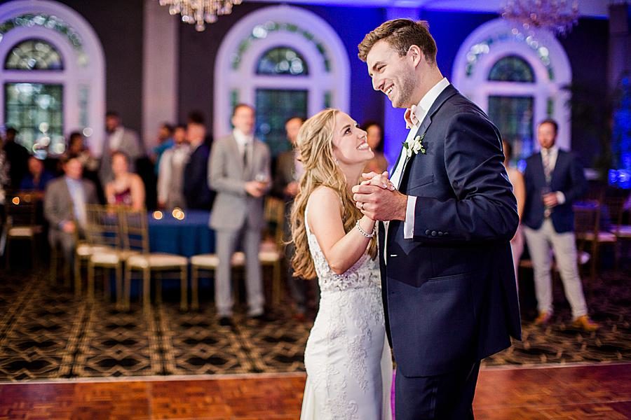 Bride and groom dancing by Knoxville Wedding Photographer, Amanda May Photos.