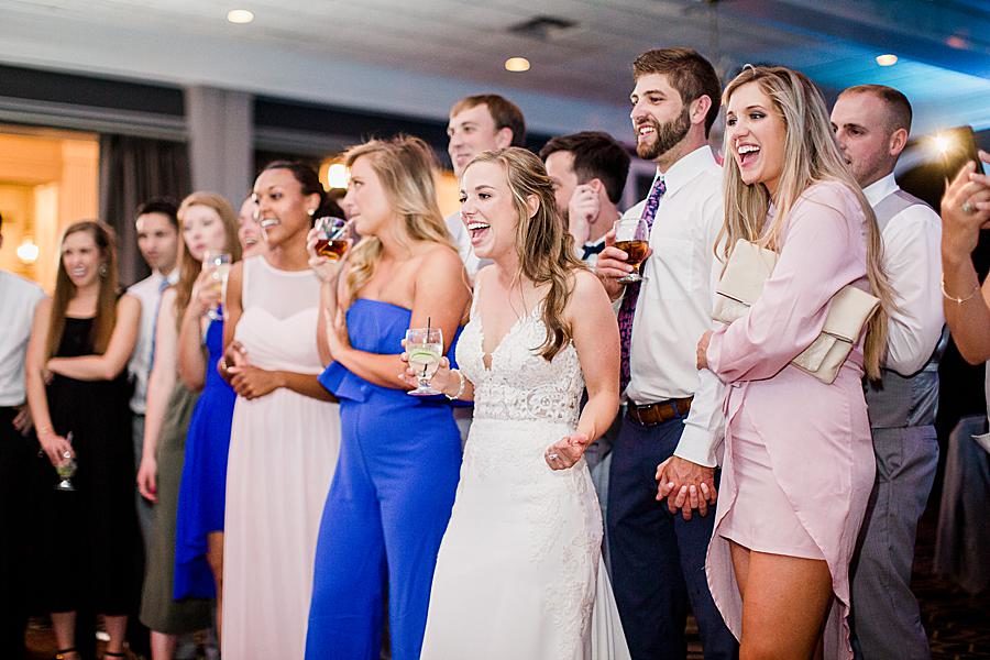Line dancing at this The Olmsted Wedding by Knoxville Wedding Photographer, Amanda May Photos.