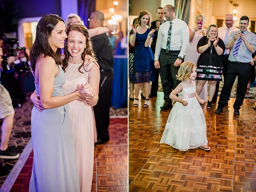 Flower girl dancing at this The Olmsted Wedding by Knoxville Wedding Photographer, Amanda May Photos.