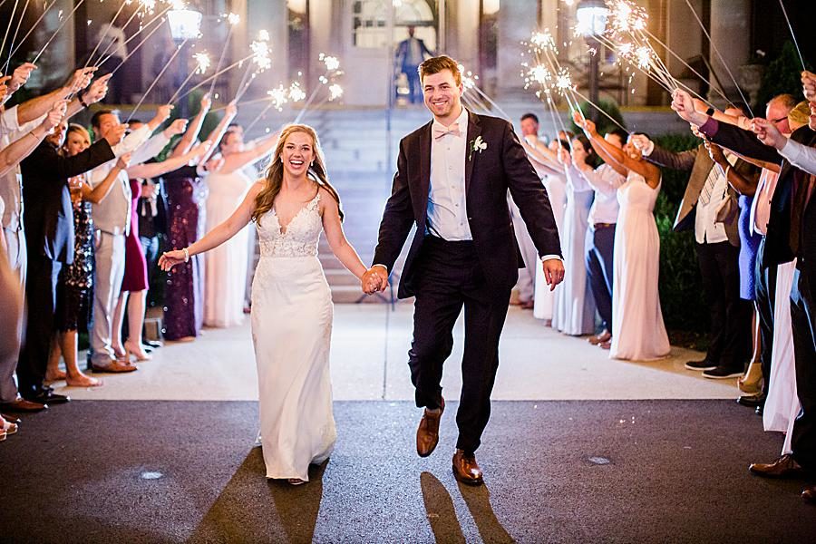 Sparkler exit at this The Olmsted Wedding by Knoxville Wedding Photographer, Amanda May Photos.