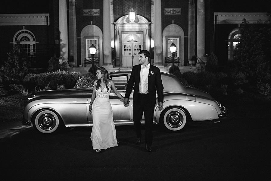 Vintage getaway car at this The Olmsted Wedding by Knoxville Wedding Photographer, Amanda May Photos.