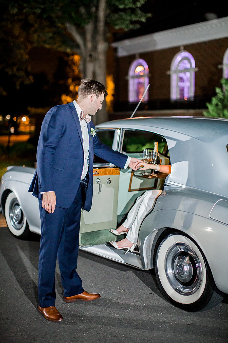 Gray vintage car at this The Olmsted Wedding by Knoxville Wedding Photographer, Amanda May Photos.