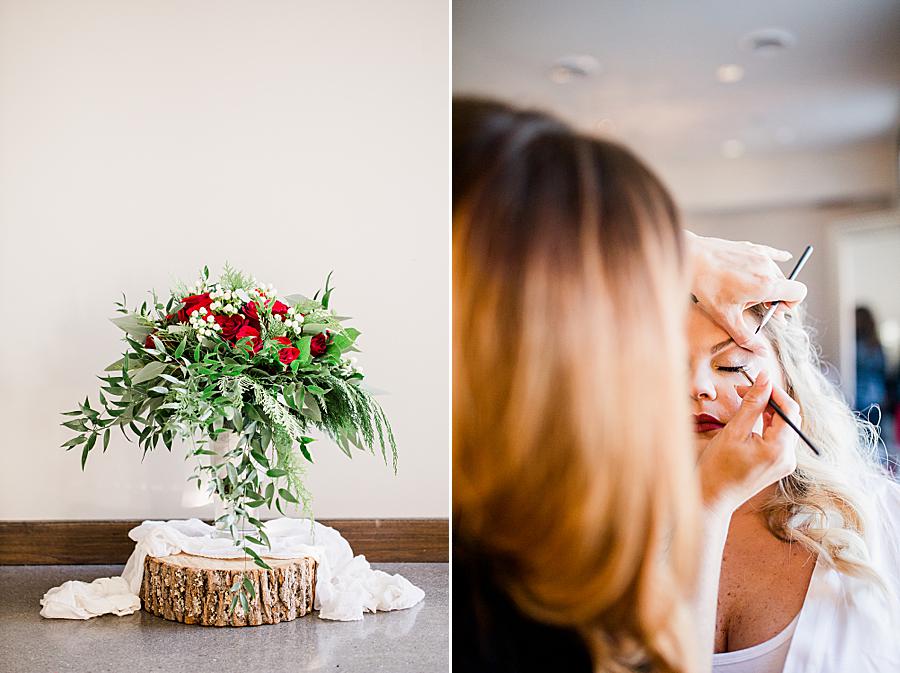 Christmas bridal bouquet at this The Press Room Wedding by Knoxville Wedding Photographer, Amanda May Photos.