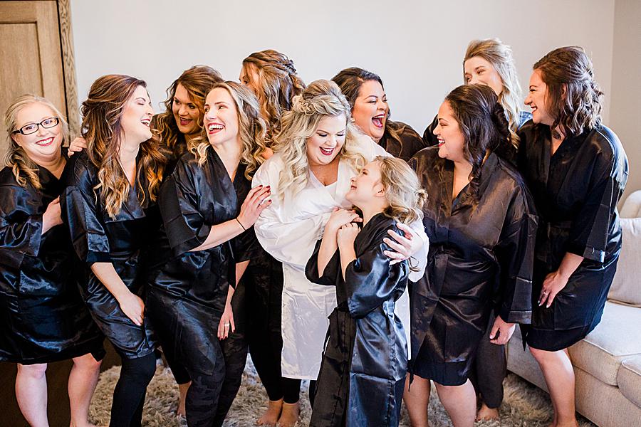 Black silk robes at this The Press Room Wedding by Knoxville Wedding Photographer, Amanda May Photos.
