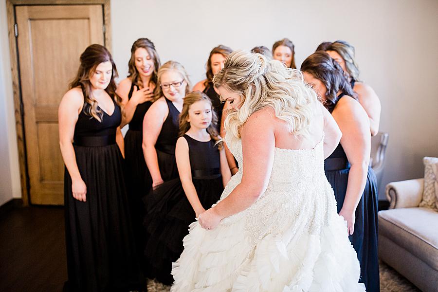 Bridal curls at this The Press Room Wedding by Knoxville Wedding Photographer, Amanda May Photos.