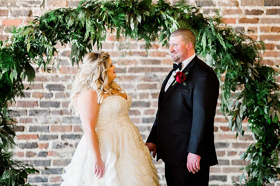 Greenery ring at this The Press Room Wedding by Knoxville Wedding Photographer, Amanda May Photos.