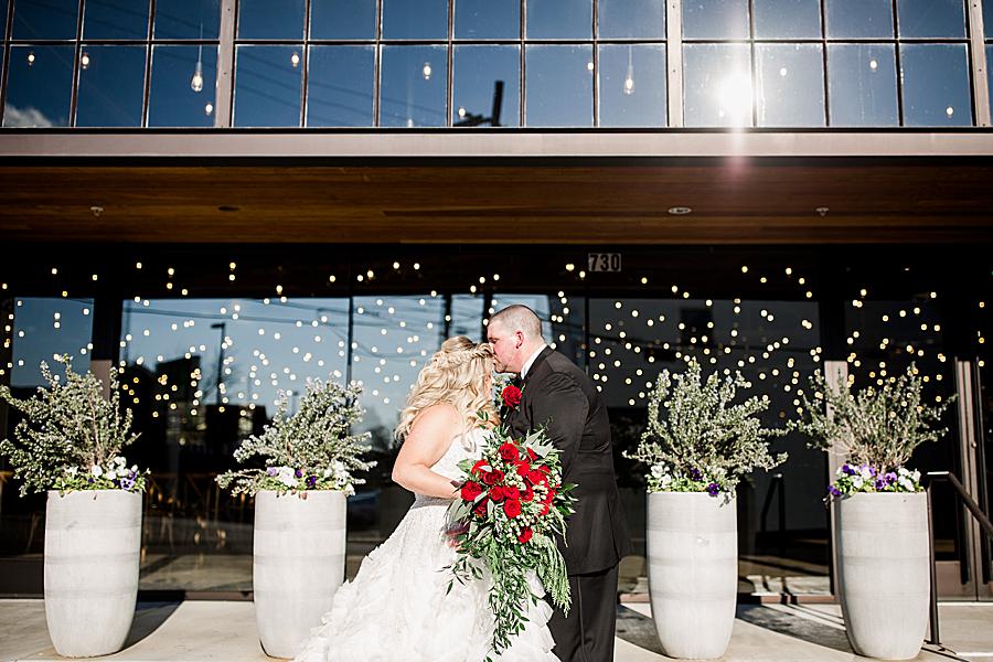 Winter flower pots at this The Press Room Wedding by Knoxville Wedding Photographer, Amanda May Photos.