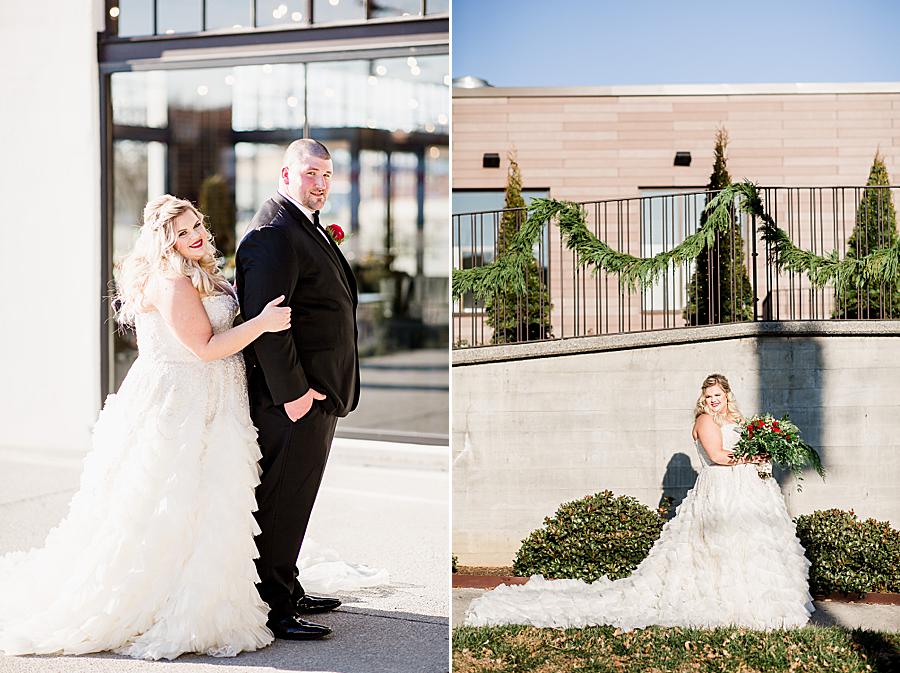 Winter greenery at this The Press Room Wedding by Knoxville Wedding Photographer, Amanda May Photos.
