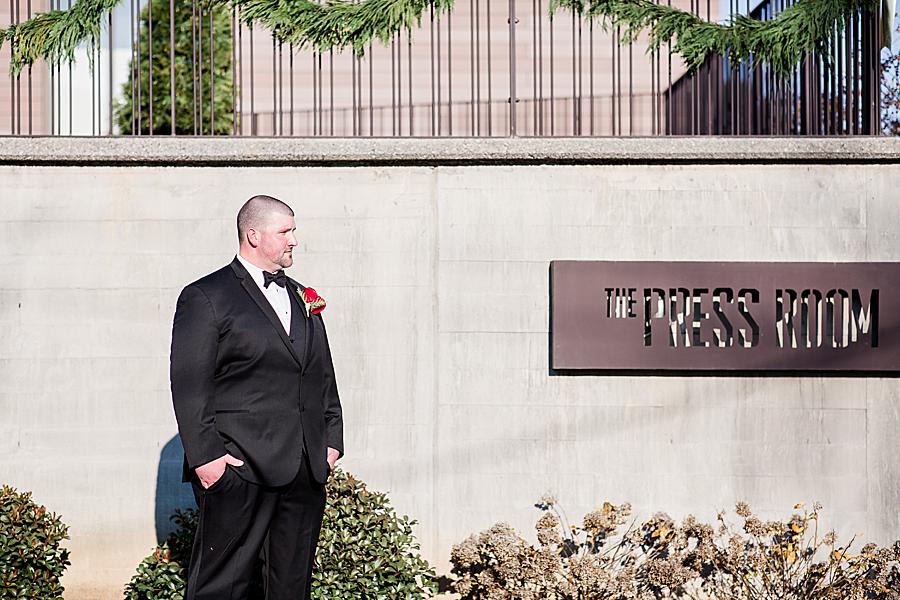 The Press Room sign at this The Press Room Wedding by Knoxville Wedding Photographer, Amanda May Photos.
