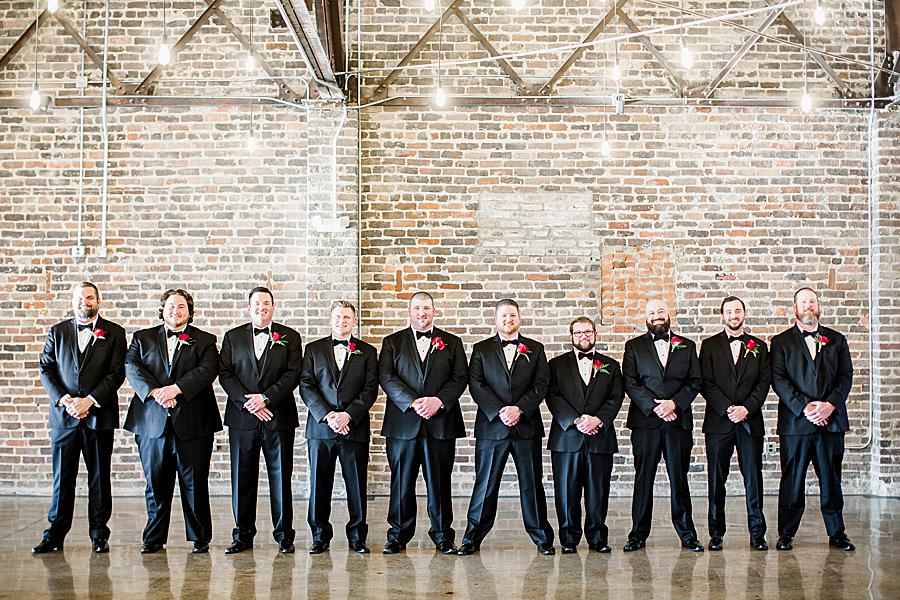 Large bridal party at this The Press Room Wedding by Knoxville Wedding Photographer, Amanda May Photos.