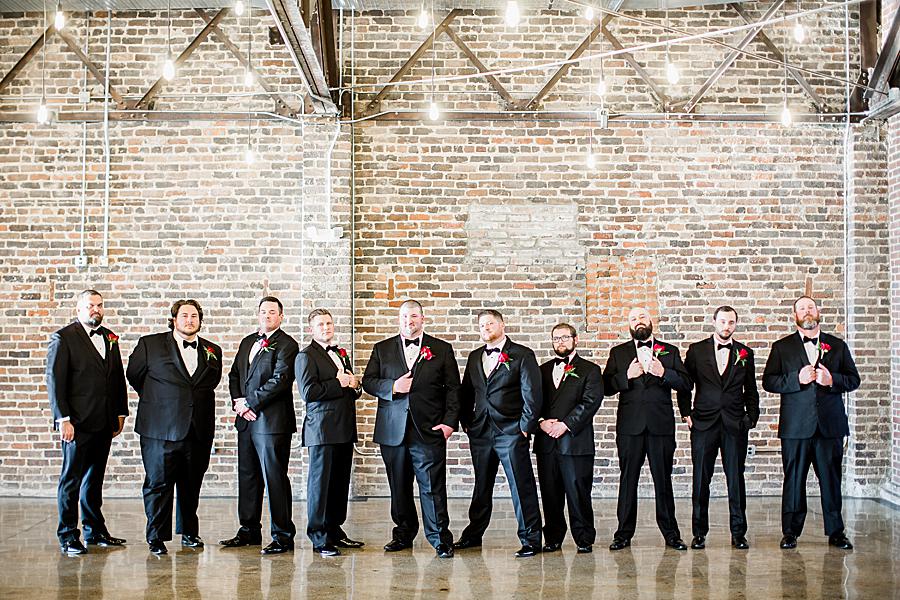 Groomsmen pose at this The Press Room Wedding by Knoxville Wedding Photographer, Amanda May Photos.