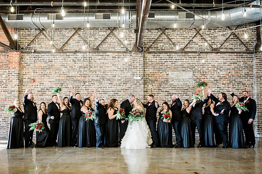Black tie bridal party at this The Press Room Wedding by Knoxville Wedding Photographer, Amanda May Photos.