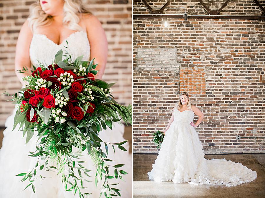 Winter bridal bouquet at this The Press Room Wedding by Knoxville Wedding Photographer, Amanda May Photos.