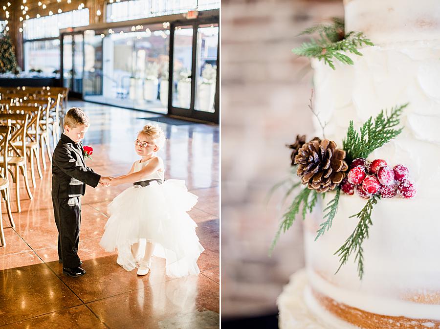 Winter wedding cake at this The Press Room Wedding by Knoxville Wedding Photographer, Amanda May Photos.
