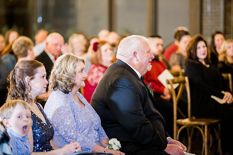 Emotional guests at this The Press Room Wedding by Knoxville Wedding Photographer, Amanda May Photos.