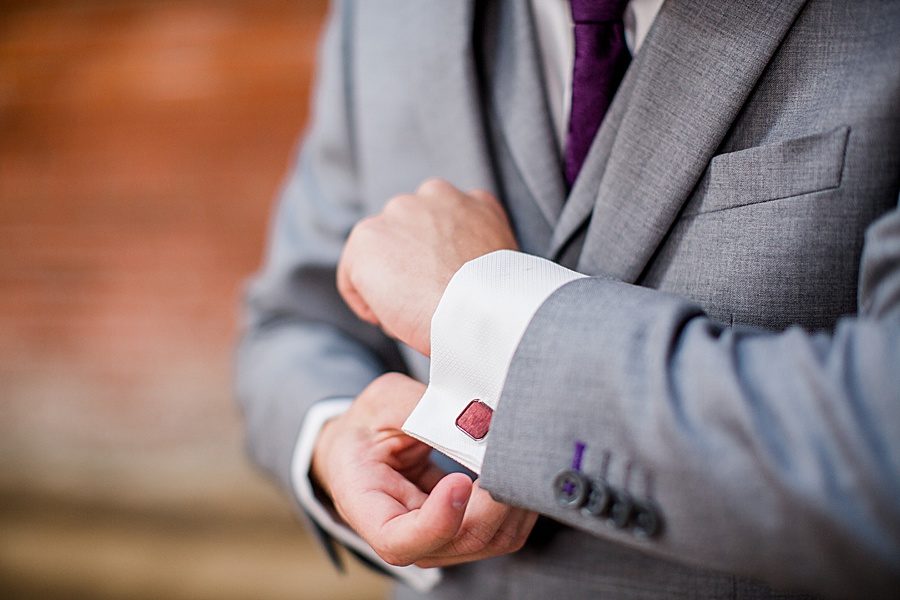 Square cufflinks at this Wedding at The Standard by Knoxville Wedding Photographer, Amanda May Photos.