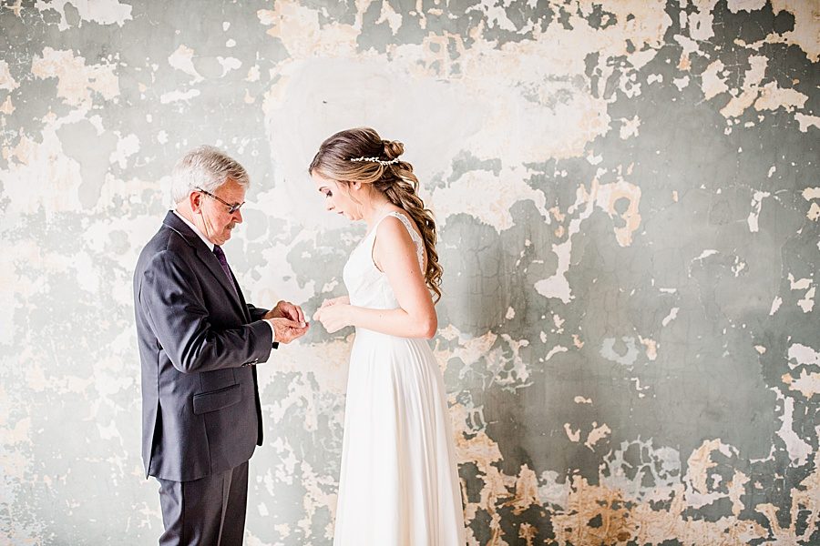 Bride and dad at this Wedding at The Standard by Knoxville Wedding Photographer, Amanda May Photos.