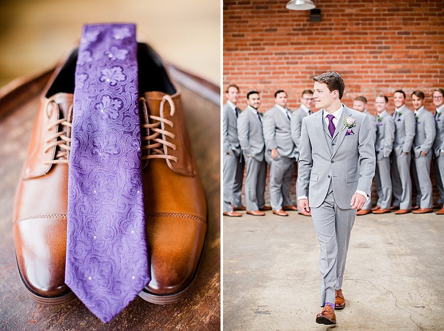 Purple tie at this Wedding at The Standard by Knoxville Wedding Photographer, Amanda May Photos.