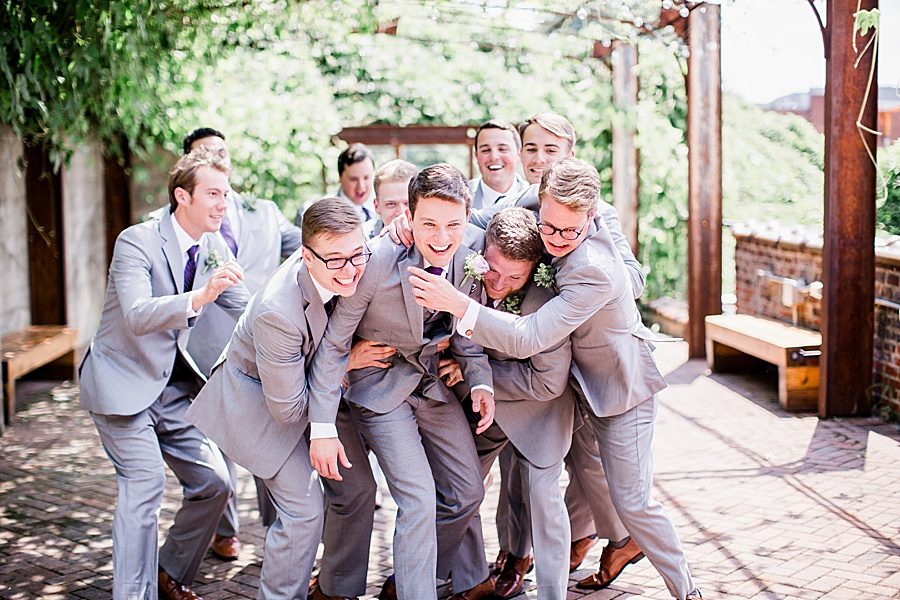 Groomsmen being silly at this Wedding at The Standard by Knoxville Wedding Photographer, Amanda May Photos.