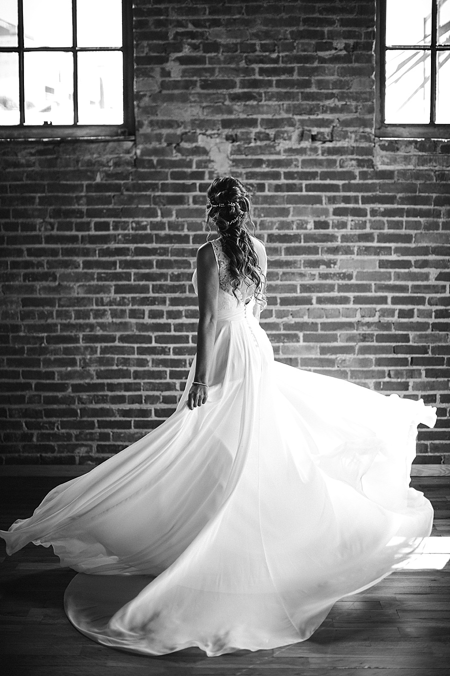 Black and white bridal portrait at this Wedding at The Standard by Knoxville Wedding Photographer, Amanda May Photos.