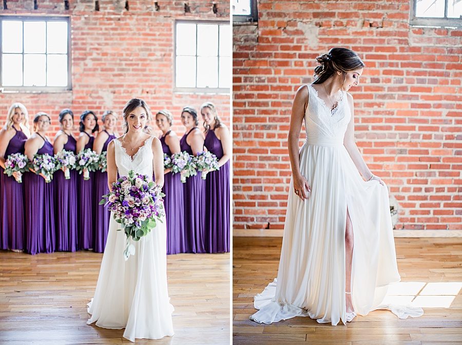 Bridal gown with slit at this Wedding at The Standard by Knoxville Wedding Photographer, Amanda May Photos.
