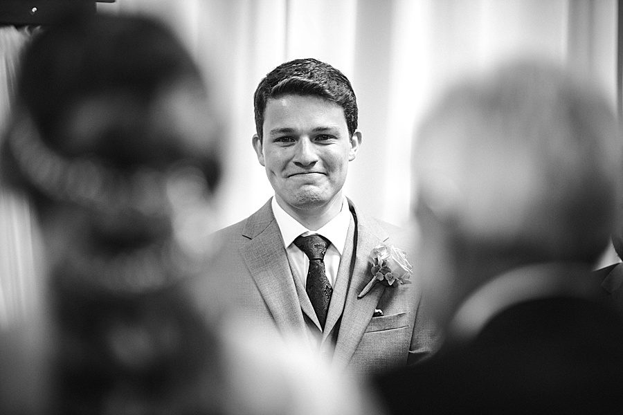 Groom's reaction at this Wedding at The Standard by Knoxville Wedding Photographer, Amanda May Photos.
