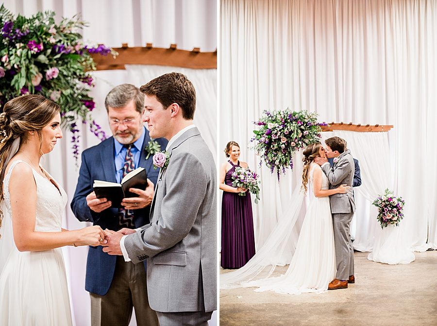 Exchanging rings at this Wedding at The Standard by Knoxville Wedding Photographer, Amanda May Photos.
