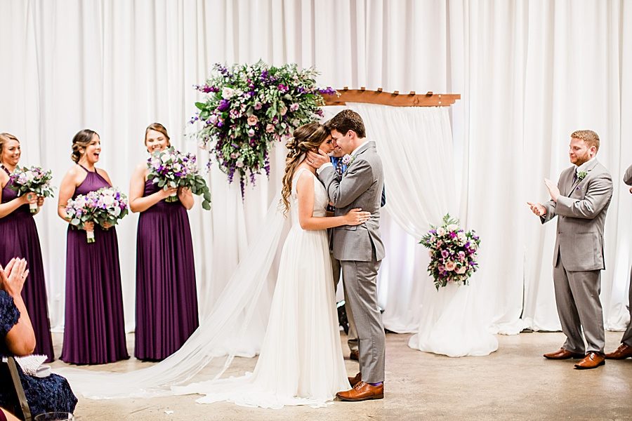 You may kiss the bride at this Wedding at The Standard by Knoxville Wedding Photographer, Amanda May Photos.