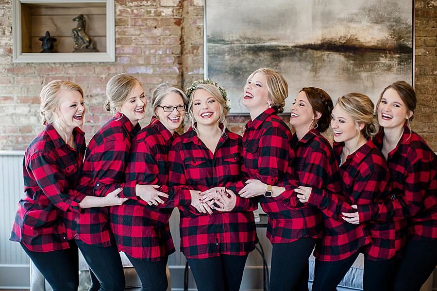 Buffalo plaid at this The Foundry Wedding by Knoxville Wedding Photographer, Amanda May Photos.