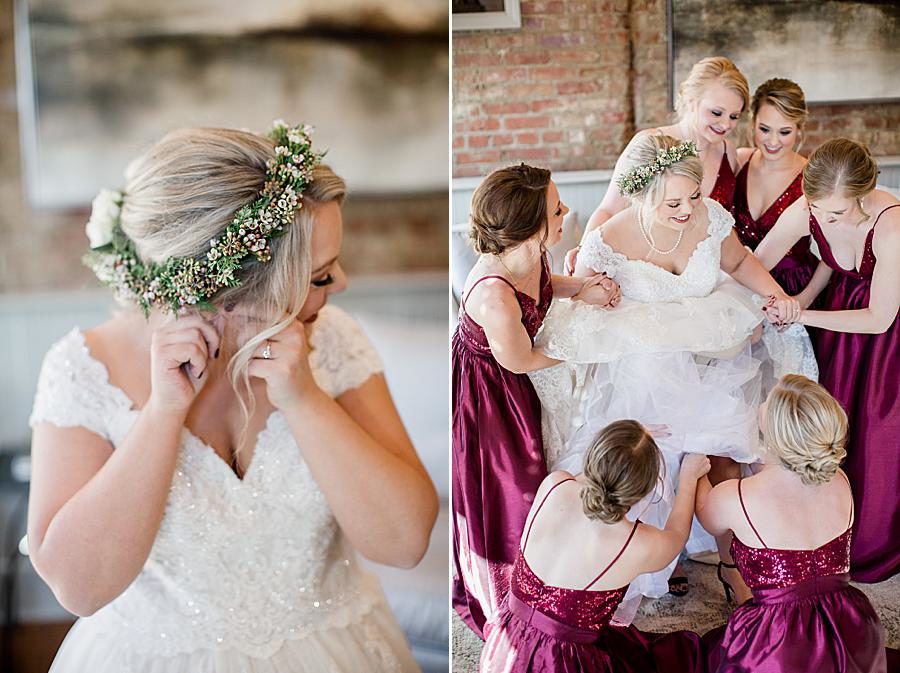 Flower crown at this The Foundry Wedding by Knoxville Wedding Photographer, Amanda May Photos.