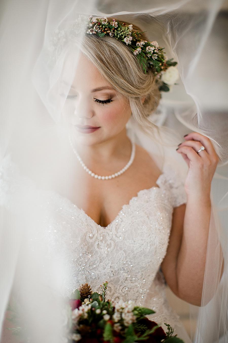 Under the veil at this bridal session by Knoxville Wedding Photographer, Amanda May Photos.
