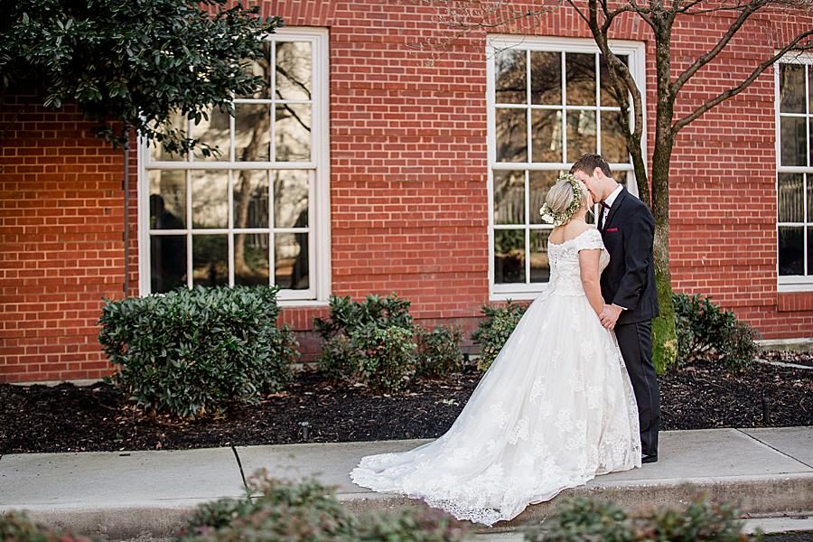 First kiss at this The Foundry Wedding by Knoxville Wedding Photographer, Amanda May Photos.