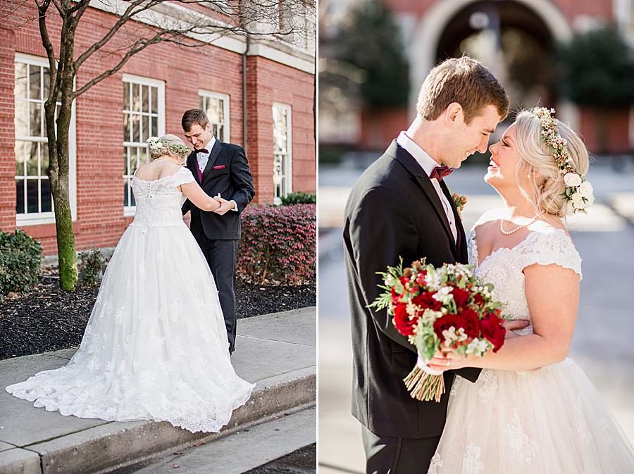 Showing off the dress at this The Foundry Wedding by Knoxville Wedding Photographer, Amanda May Photos.