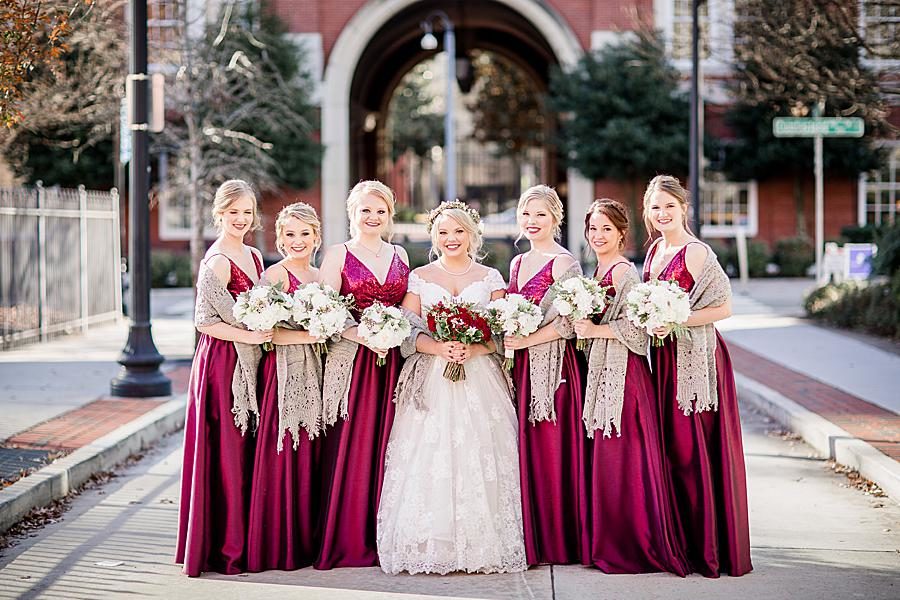 Bride and bridesmaids at this The Foundry Wedding by Knoxville Wedding Photographer, Amanda May Photos.