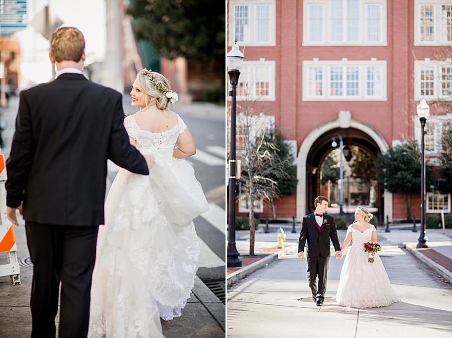 Walking together at this The Foundry Wedding by Knoxville Wedding Photographer, Amanda May Photos.