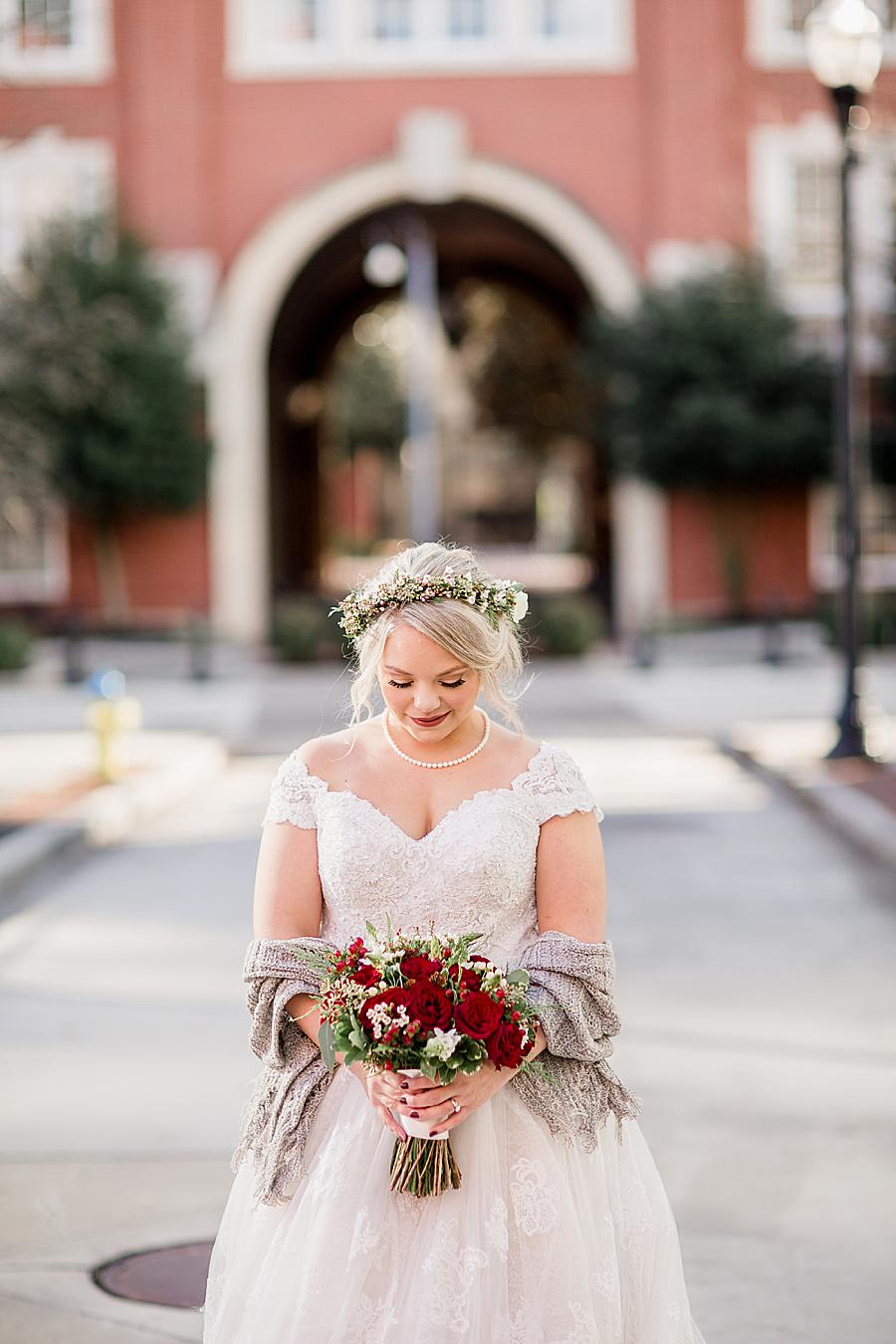 Winter bridal bouquet at this The Foundry Wedding by Knoxville Wedding Photographer, Amanda May Photos.