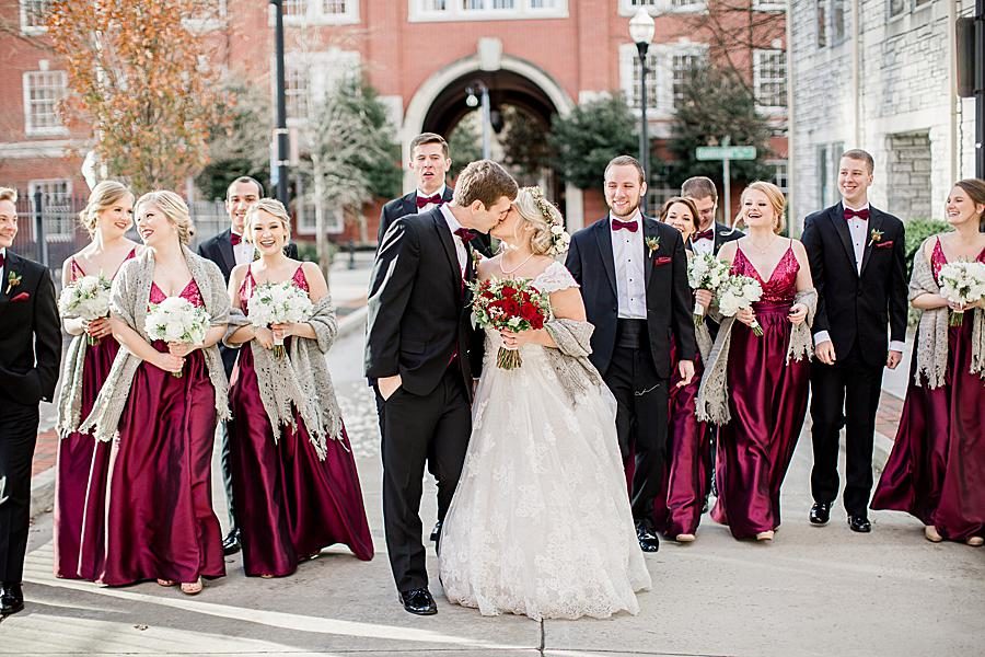 Kissing at this The Foundry Wedding by Knoxville Wedding Photographer, Amanda May Photos.