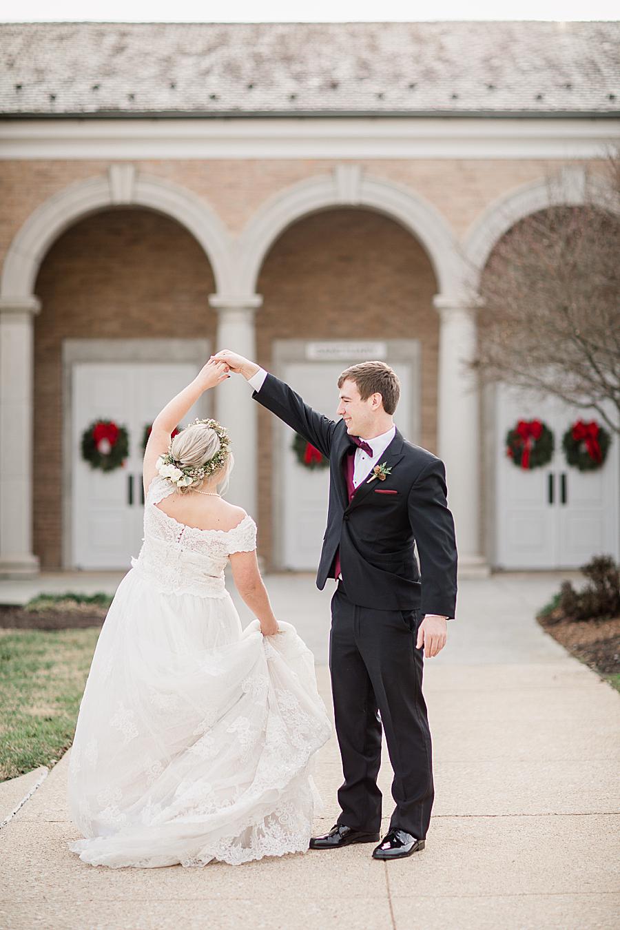 Twirling at this The Foundry Wedding by Knoxville Wedding Photographer, Amanda May Photos.