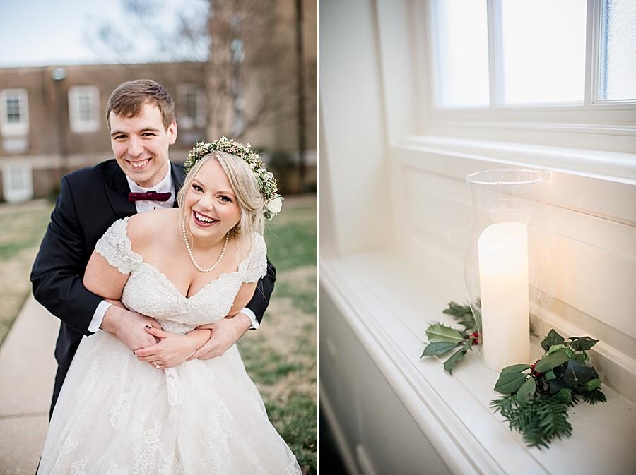 Church candles at this The Foundry Wedding by Knoxville Wedding Photographer, Amanda May Photos.