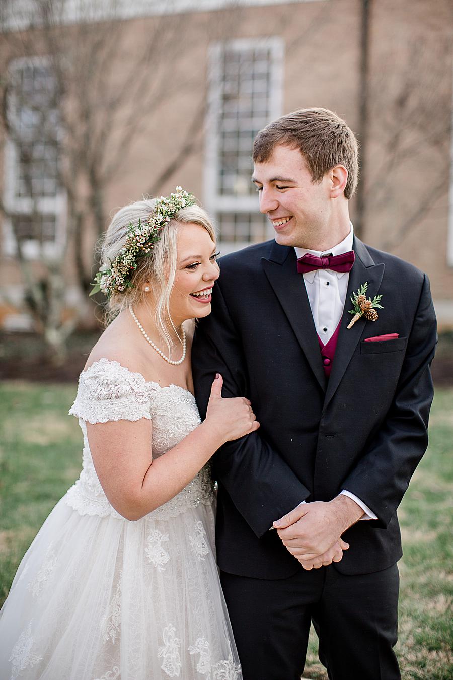 Cheek on shoulder at this The Foundry Wedding by Knoxville Wedding Photographer, Amanda May Photos.