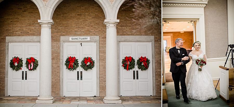 Christmas wreaths at this The Foundry Wedding by Knoxville Wedding Photographer, Amanda May Photos.