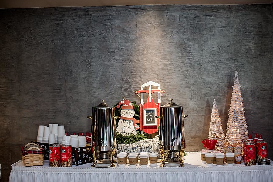 Hot cocoa bar at this The Foundry Wedding by Knoxville Wedding Photographer, Amanda May Photos.
