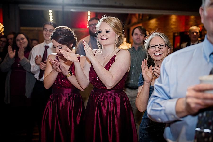 Clapping at this The Foundry Wedding by Knoxville Wedding Photographer, Amanda May Photos.