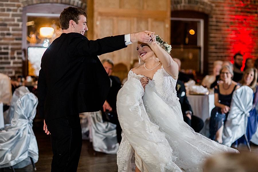 Dance twirl at this The Foundry Wedding by Knoxville Wedding Photographer, Amanda May Photos.