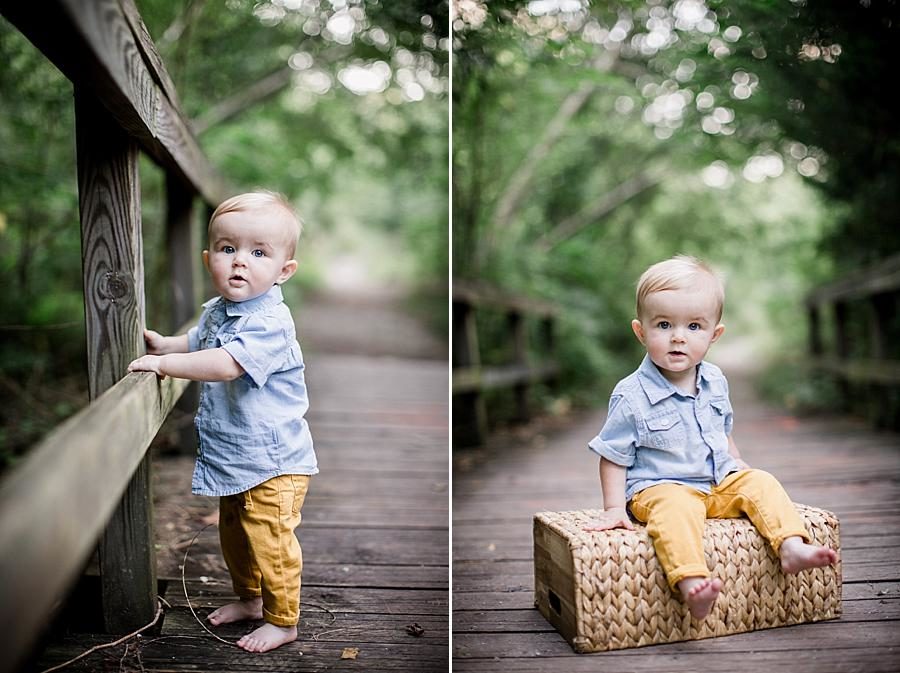 Cuffed pants at this Meads Quarry 9 month photos session by Knoxville Wedding Photographer, Amanda May Photos.