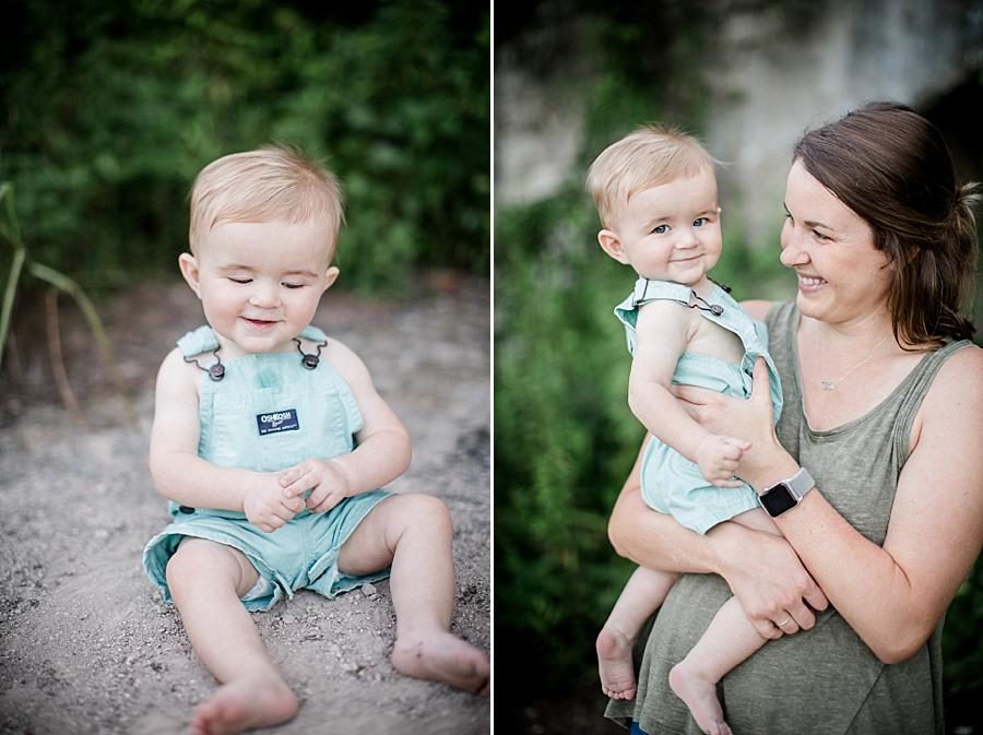 With mom at this Meads Quarry 9 month photos session by Knoxville Wedding Photographer, Amanda May Photos.