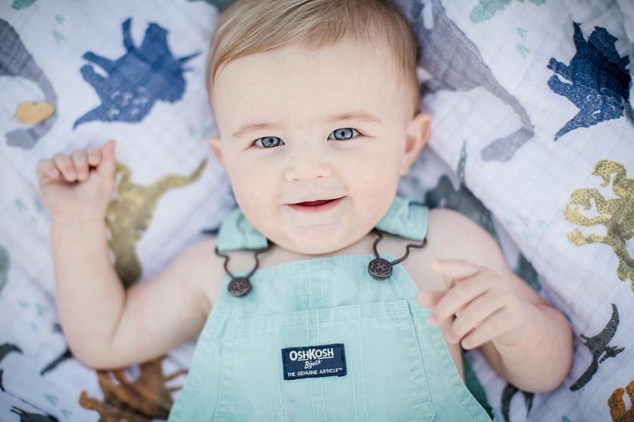 Big smile at this Meads Quarry 9 month photos session by Knoxville Wedding Photographer, Amanda May Photos.