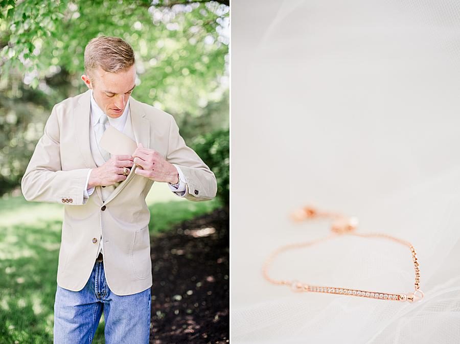 Rose gold necklace at this Dayton wedding by Knoxville Wedding Photographer, Amanda May Photos.