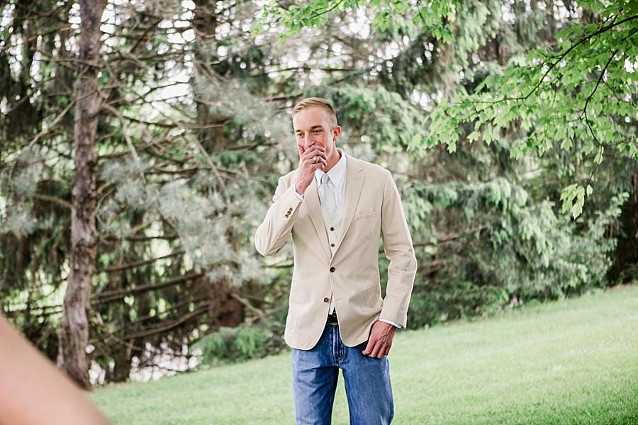 Groom's reaction at this Dayton wedding by Knoxville Wedding Photographer, Amanda May Photos.