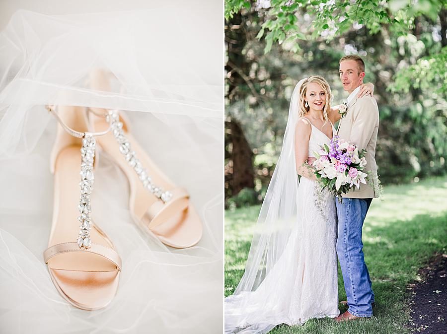 Rose gold wedding shoes at this Dayton wedding by Knoxville Wedding Photographer, Amanda May Photos.
